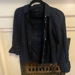 Navy j crew Irish linen navy button up